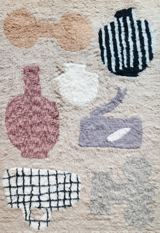Vloerkleed Layered Picnic Patterned Wool Rug