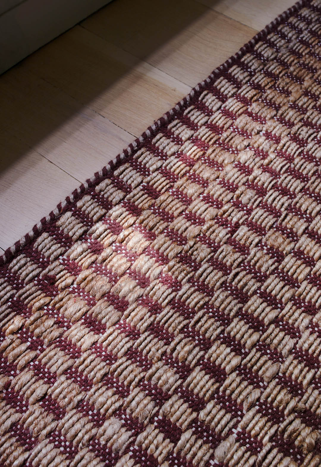 Vloerkleed Layered Barley Jute Rug Burgundy