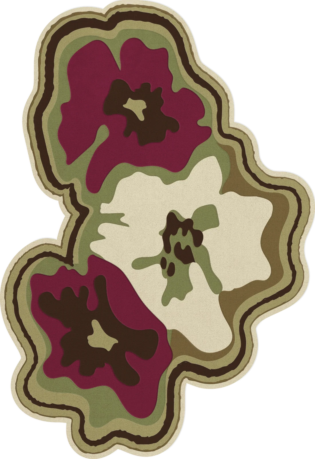 Vloerkleed Layered Collina Strada Petal Wool Rug Olive Plum