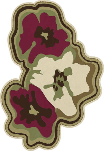 Vloerkleed Layered Collina Strada Petal Wool Rug Olive Plum