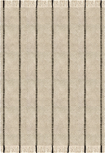 Vloerkleed Layered Massaproductions Cord Wool Rug Black And White