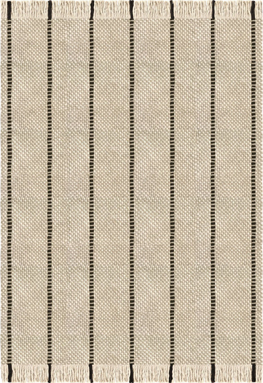 Vloerkleed Layered Massaproductions Cord Wool Rug Black And White