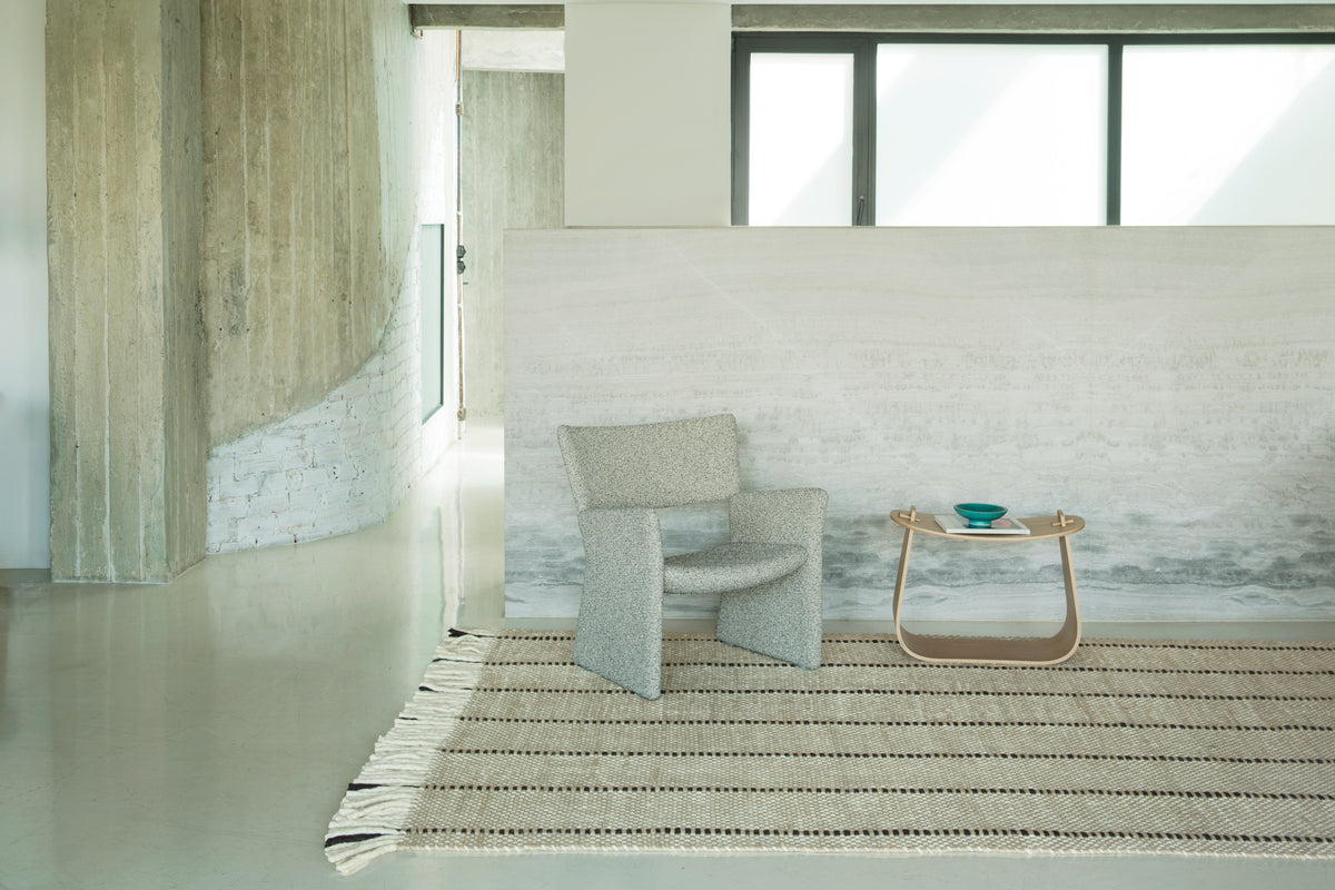 Vloerkleed Layered Massaproductions Cord Wool Rug Black And White