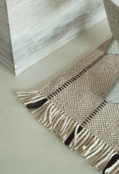Vloerkleed Layered Massaproductions Cord Wool Rug Black And White