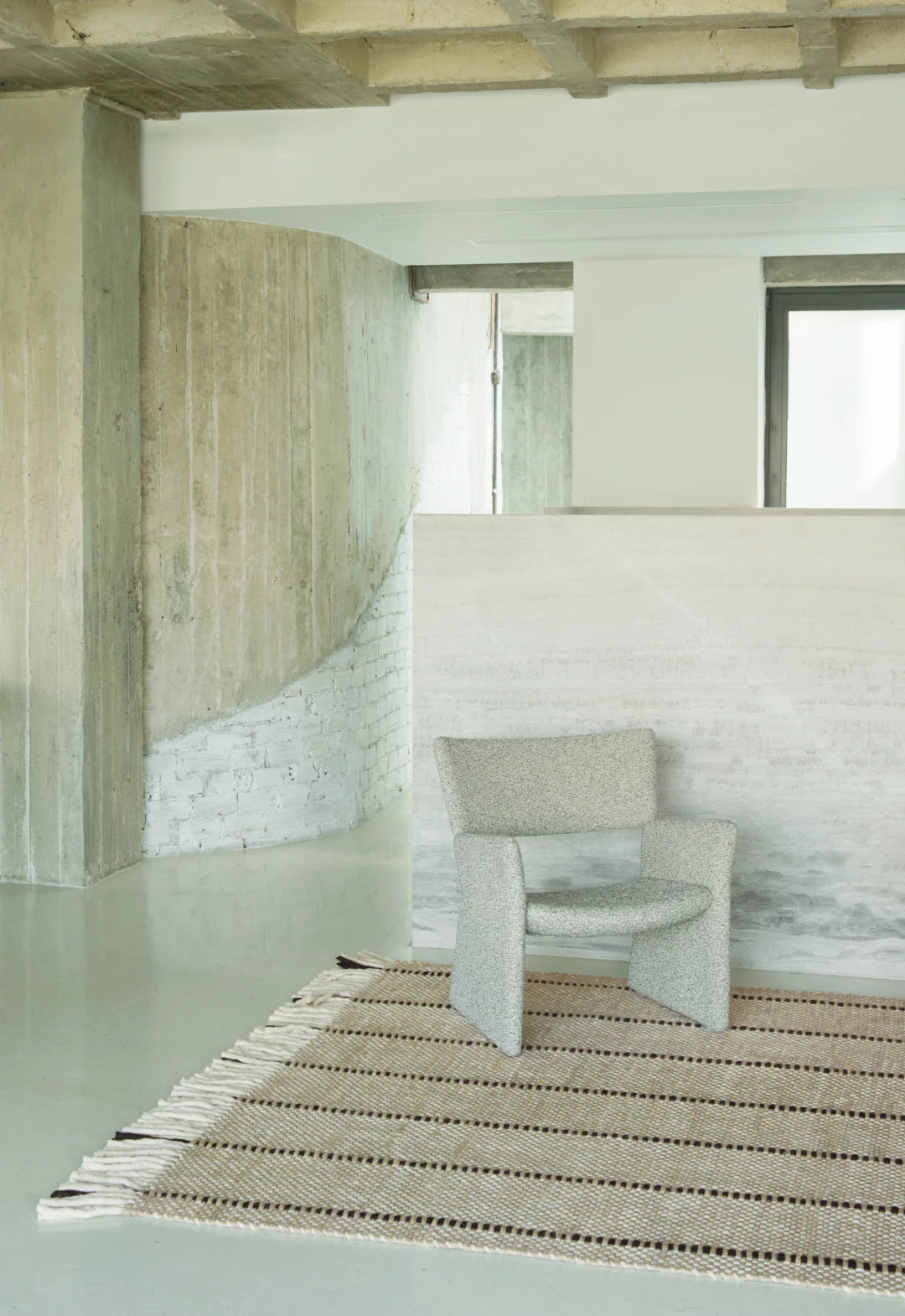 Vloerkleed Layered Massaproductions Cord Wool Rug Black And White