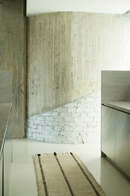 Vloerkleed Layered Massaproductions Cord Wool Rug Black And White