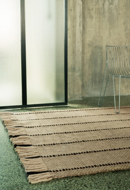 Vloerkleed Layered Massaproductions Cord Wool Rug Black And White