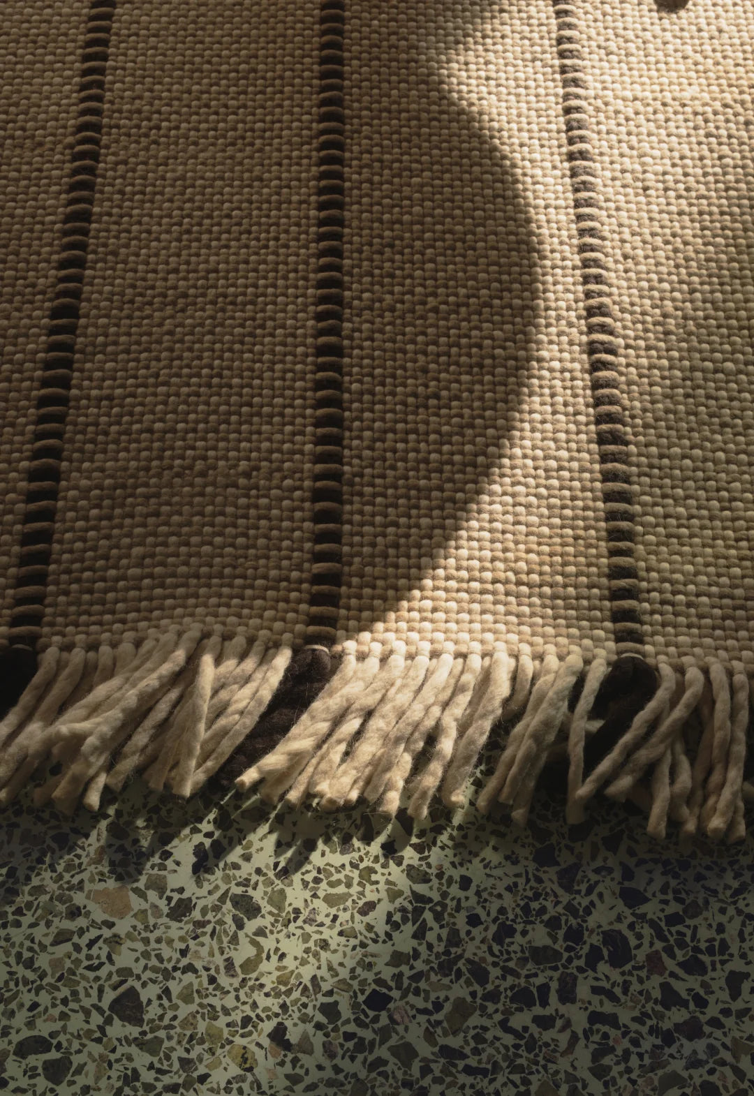 Vloerkleed Layered Massaproductions Cord Wool Rug Black And White