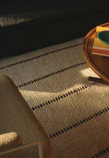 Vloerkleed Layered Massaproductions Cord Wool Rug Black And White