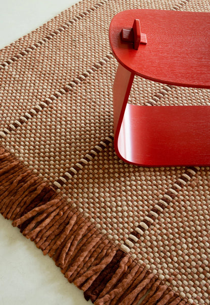 Vloerkleed Layered Massaproductions Cord Wool Rug Burgundy Rust