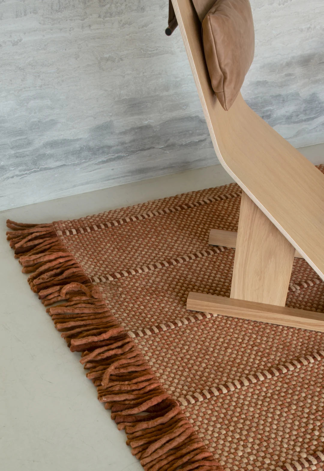 Vloerkleed Layered Massaproductions Cord Wool Rug Burgundy Rust