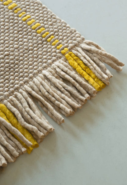 Vloerkleed Layered Massaproductions Cord Wool Rug Yellow Outmeal