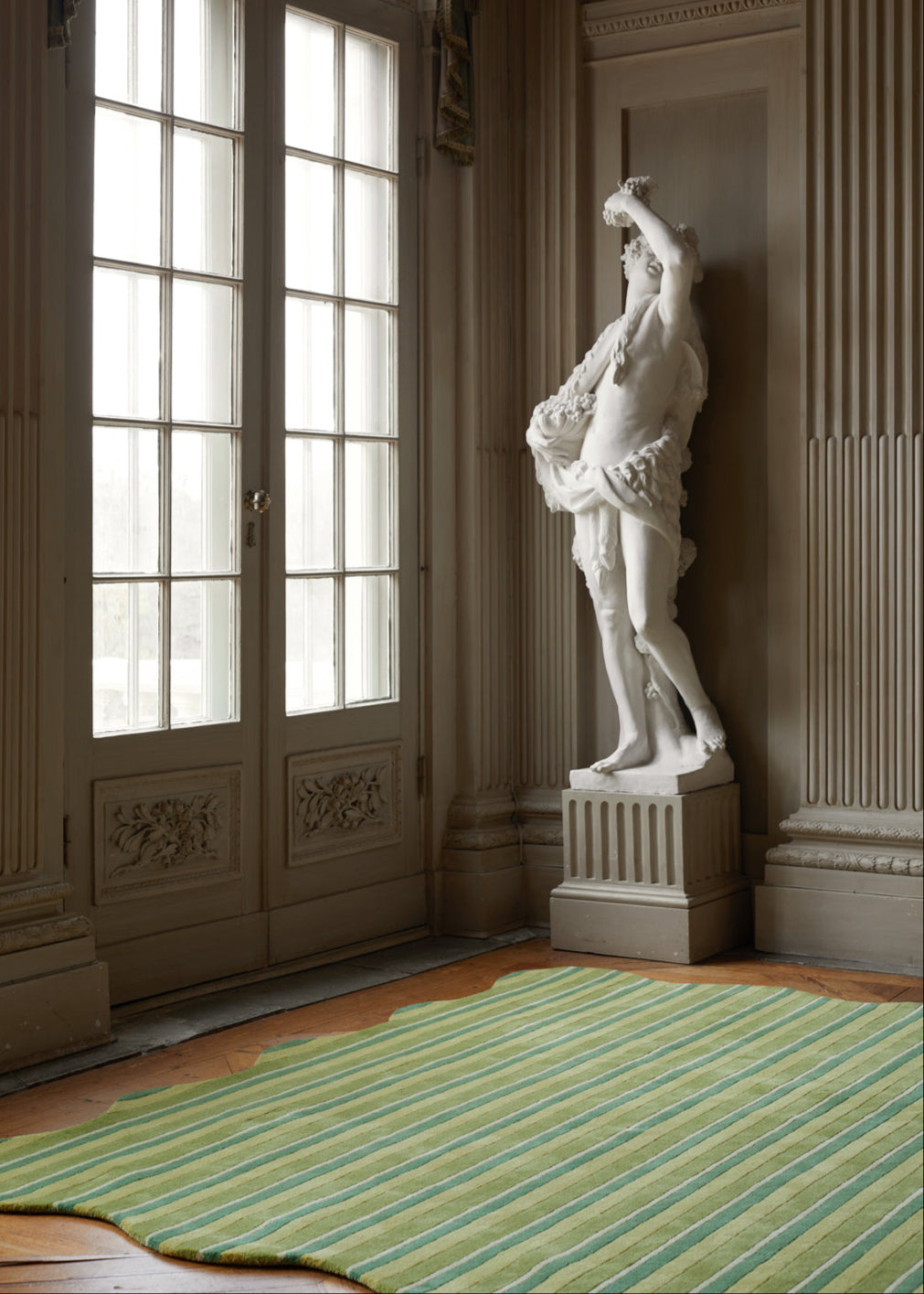 Vloerkleed Layered Scallop Wool Rug Lime Green