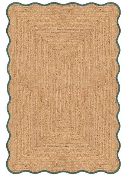 Vloerkleed Layered Scallop Jute Dark Green