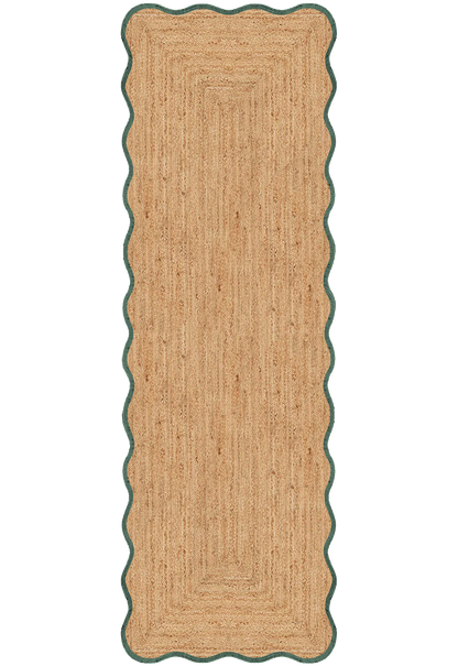Vloerkleed Layered Scallop Jute Dark Green