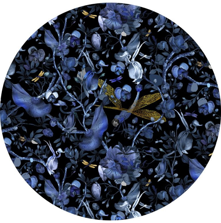 Laagpolig vloerkleed Moooi Carpets Biophilla Blue Black Rond
