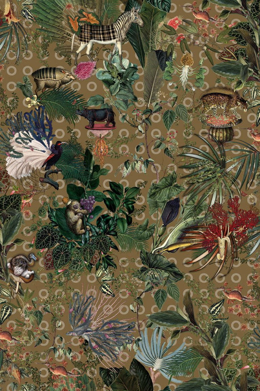Laagpolig vloerkleed Moooi Carpets Menegerie of Extinct Animals Curry Vloerkledenwinkel