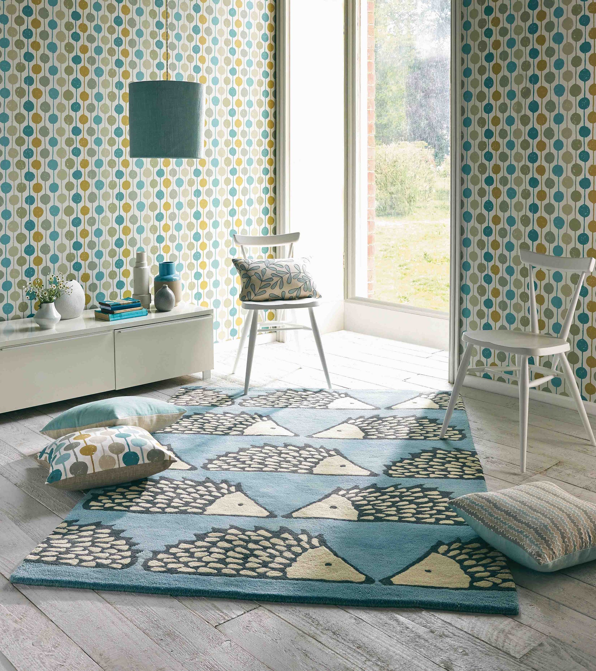 Laagpolig vloerkleed Scion Spike Marine 26808 Vloerkledenwinkel