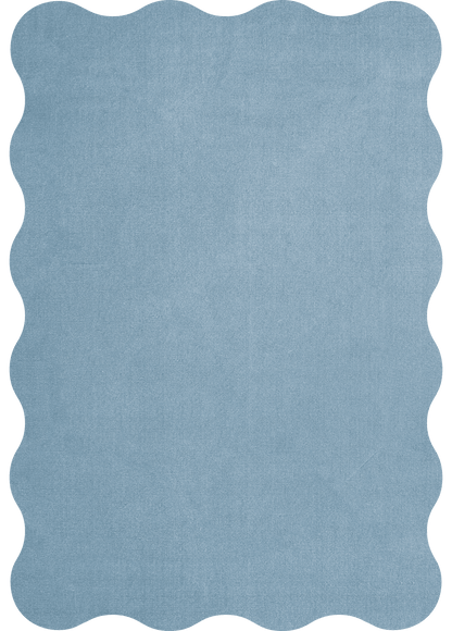 Vloerkleed Layered Scallop Wool Rug Soft Blue