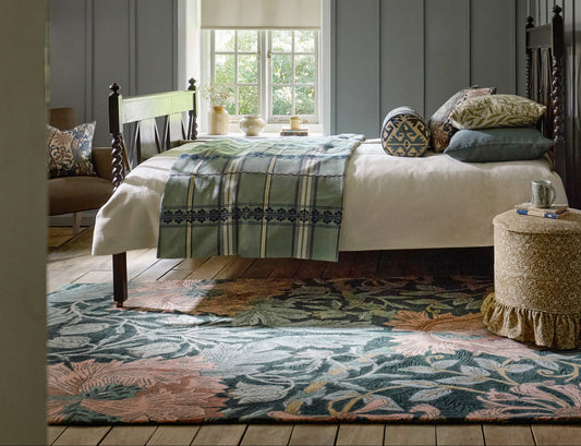 Vloerkleed Morris & co Honeysuckle Tulip Teal 130407