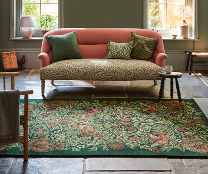 Laagpolig vloerkleed Morris & Co Bird Tump Green 128307