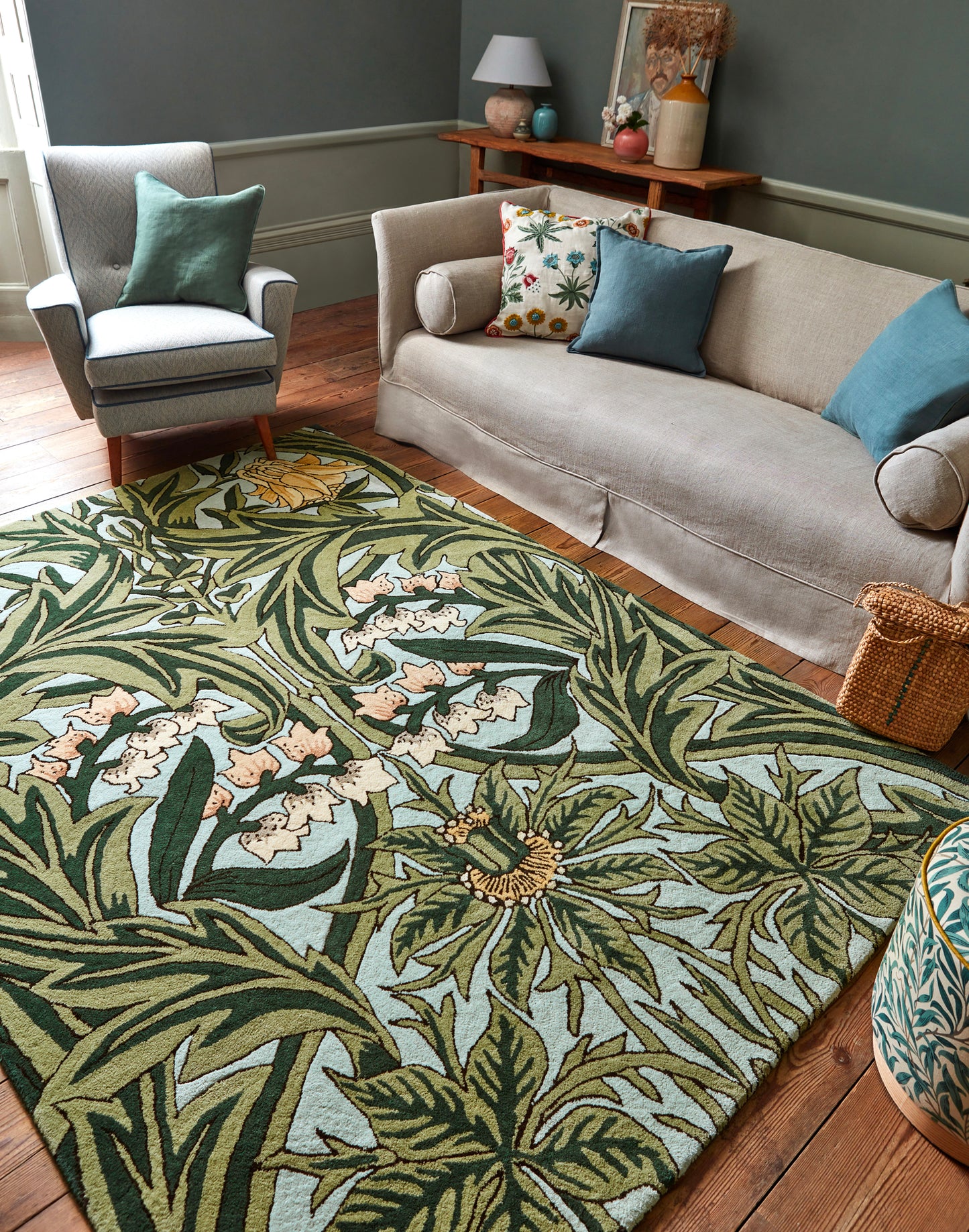 Laagpolig vloerkleed Bluebell leafy arbour green 127607