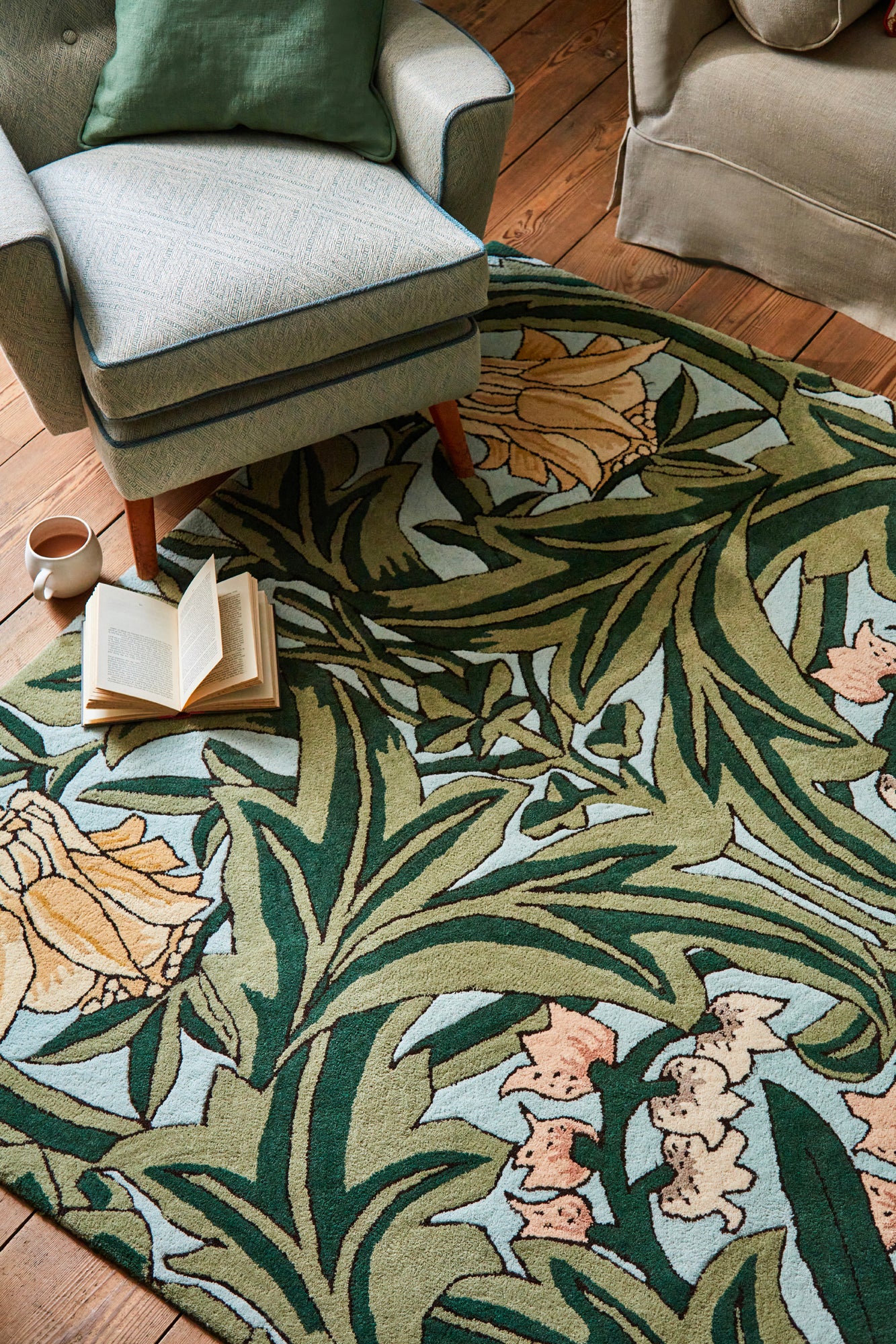 Laagpolig vloerkleed Bluebell leafy arbour green 127607