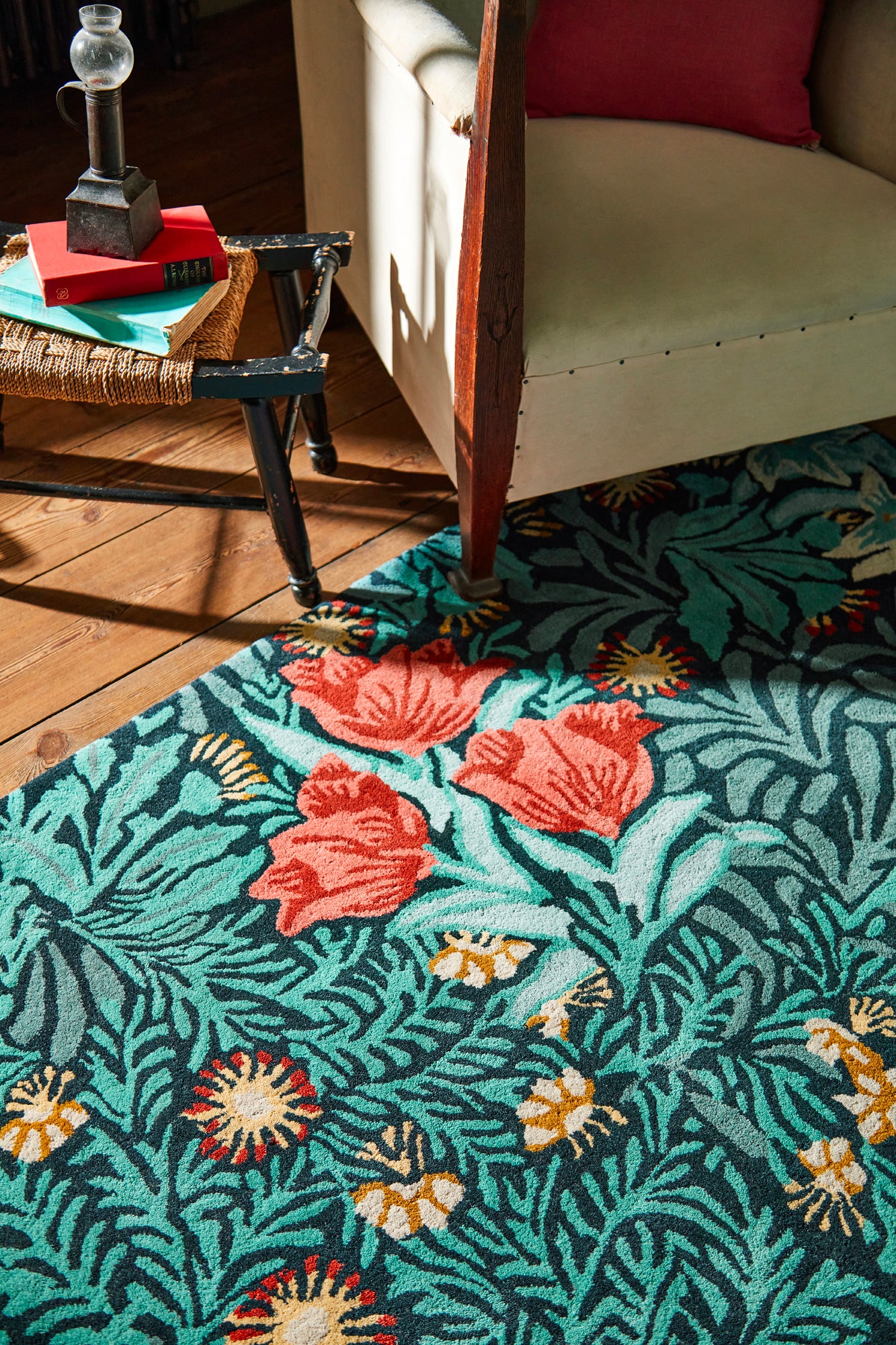 Laagpolig vloerkleed Morris & Co Bower Indigo 128208