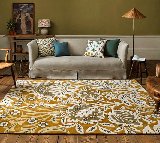 Laagpolig vloerkleed Morris & Co Elmcote Gold 127806
