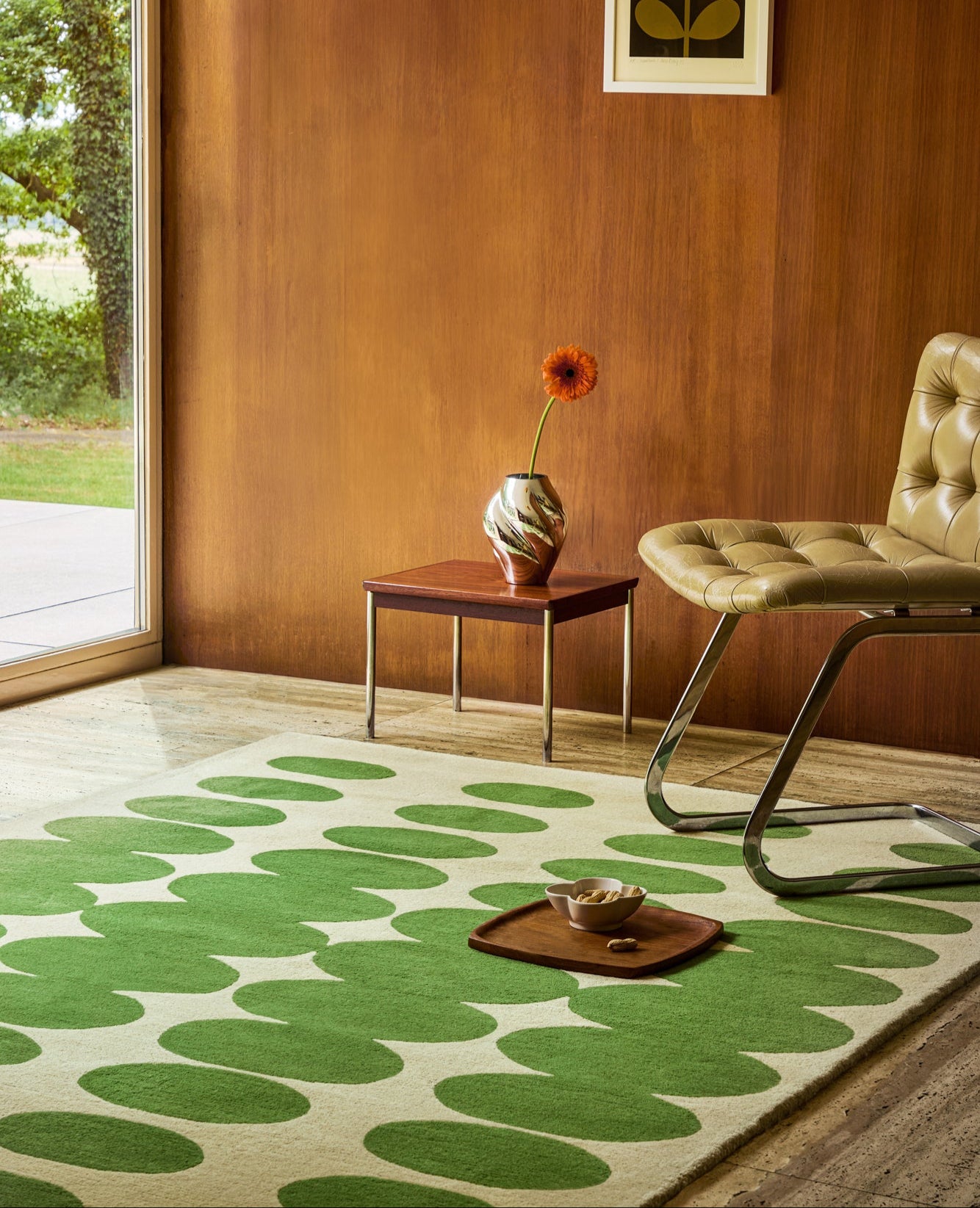 Vloerkleed Orla Kiely Optical Oval Green Cream 157707