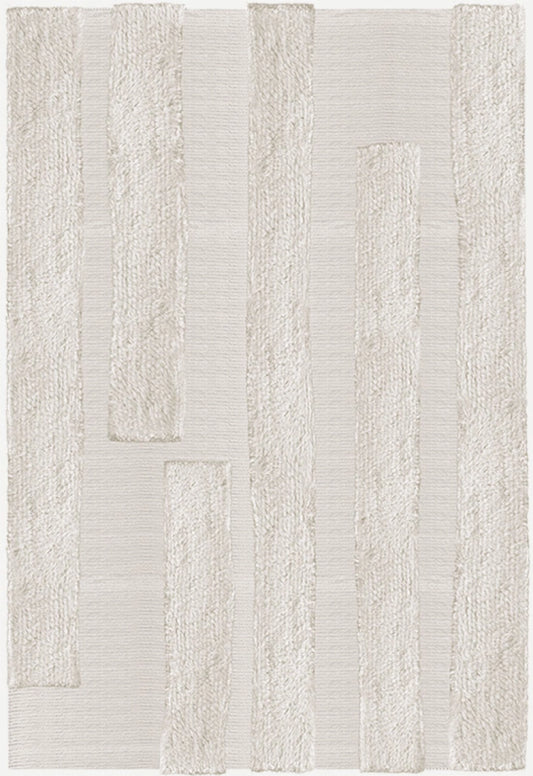 Vloerkleed Layered Punja Bricks Wool Rug Bone White