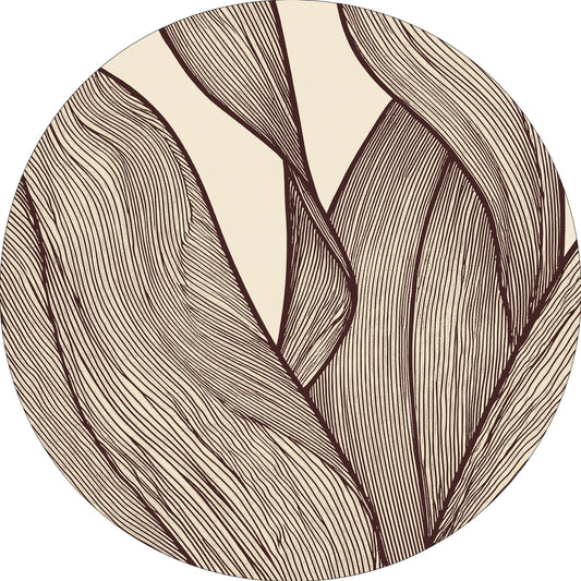 Vloerkleed MOMO rugs x NOŪRA studios - Botanical Beige/ bordeaux Rond