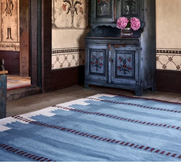 Vloerkleed Layered Röllakan Wool Rug Iris Petrol