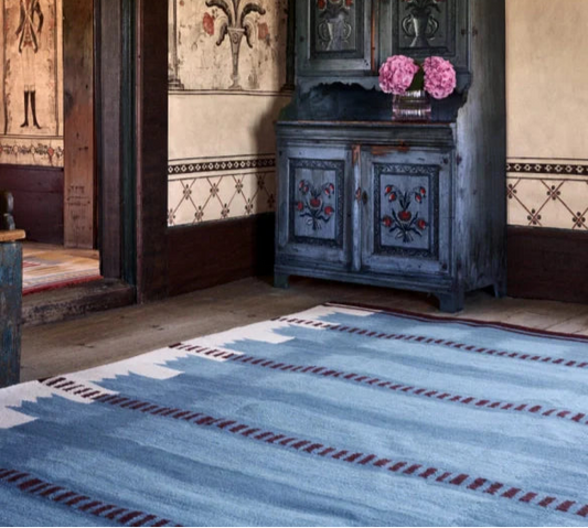 Vloerkleed Layered Röllakan Wool Rug Iris Petrol