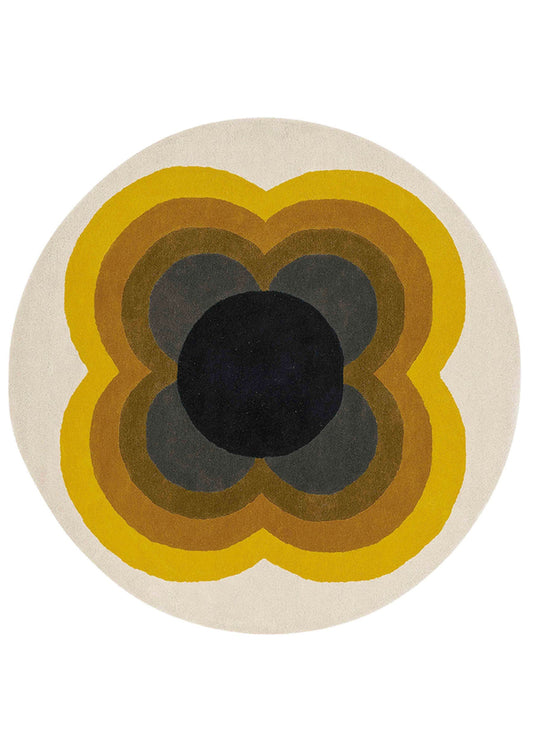 Rond vloerkleed Orla Kiely Sunflow Yellow 60006 Vloerkledenwinkel