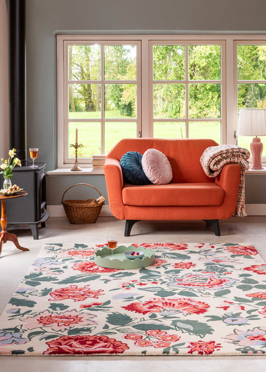 Luxueus en Sfeervol Vloerkleed van Laura Ashley | Wendling floral Poppy red