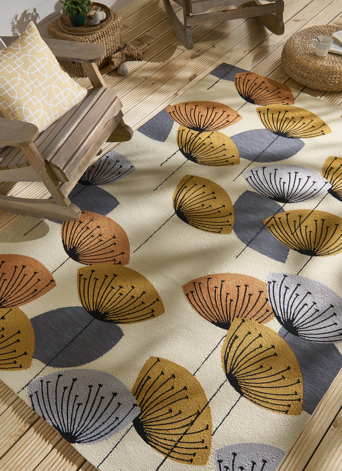 Vloerkleed Sanderson Dandelion Clocks-Ochre Silver Outdoor 445803