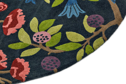 Vloerkleed Sanderson Foraging Indigo Rond