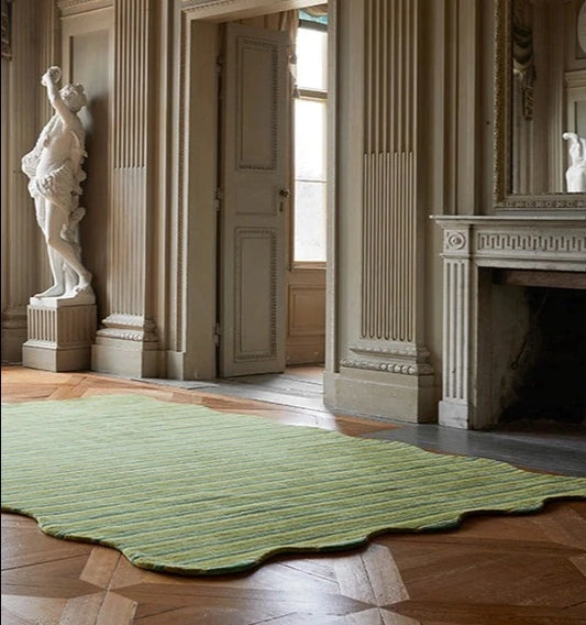 Vloerkleed Layered Scallop Wool Rug Lime Green