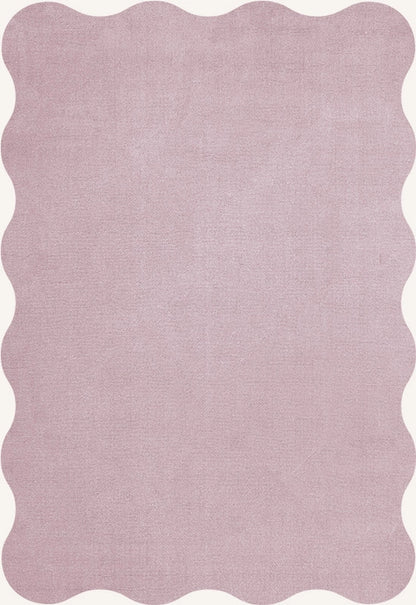 Vloerkleed Layered Organic Scallop Wool Rug Pink Lavender