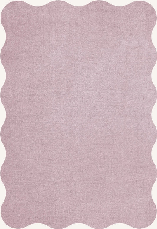 Vloerkleed Layered Organic Scallop Wool Rug Pink Lavender