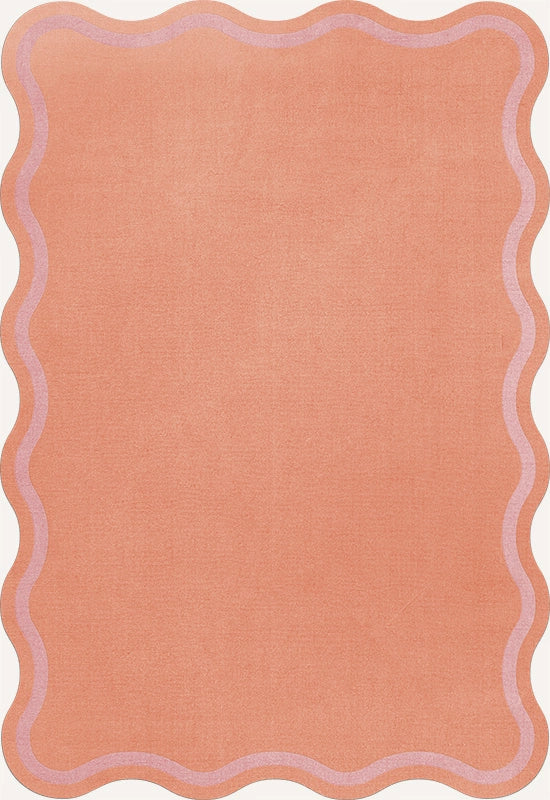 Vloerkleed Layered Scallop Wool Rug Watermelon Pink