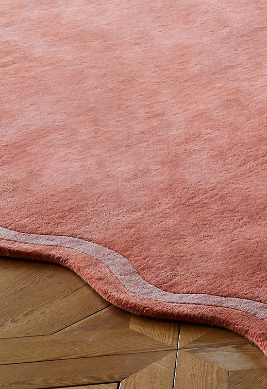 Vloerkleed Layered Scallop Wool Rug Watermelon Pink