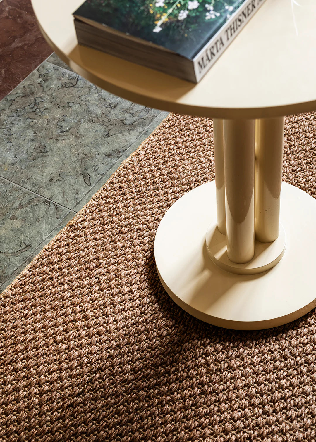 Vloerkleed Layered Basket Weave Sisal Rug - Brown