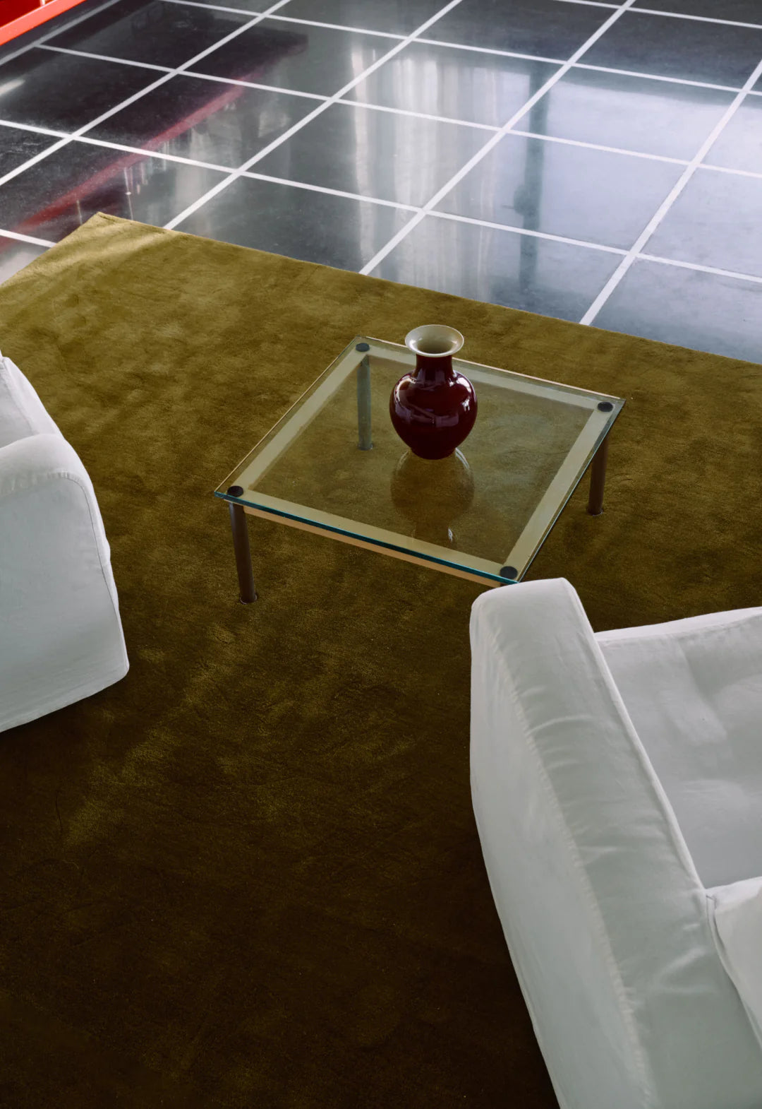 Vloerkleed Layered Classic Solid Wool Green Umber