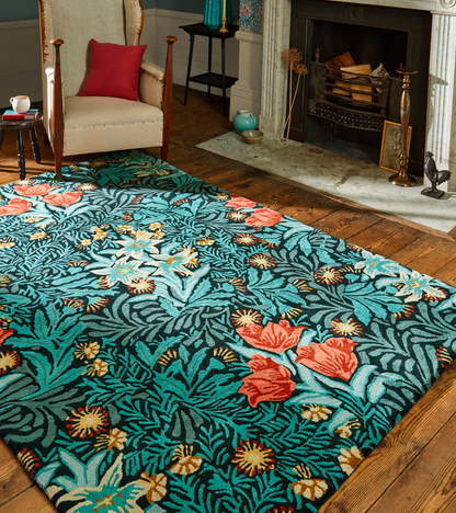 Laagpolig vloerkleed Morris & Co Bower Indigo 128208