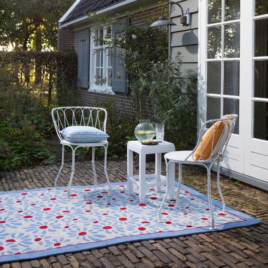 Vloerkleed Laura Ashley Thorncliff Daisy Sky Blu Outdoor