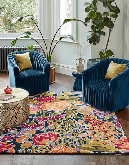Vloerkleed Harlequin Aubergine Palm Apricot Indigo 143205 Vloerkledenwinkel