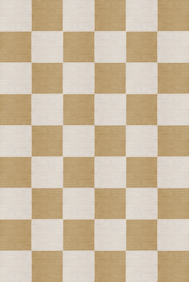 Vloerkleed Layered Chess Wool Rug Harvest Yellow Vloerkledenwinkel