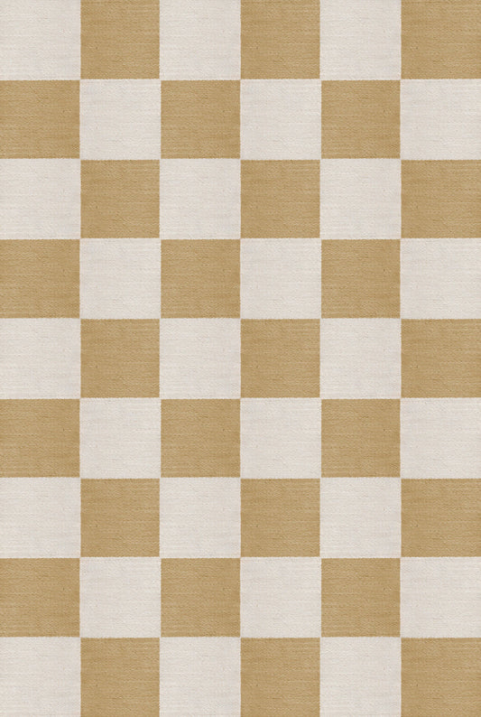 Vloerkleed Layered Chess Wool Rug Harvest Yellow Vloerkledenwinkel